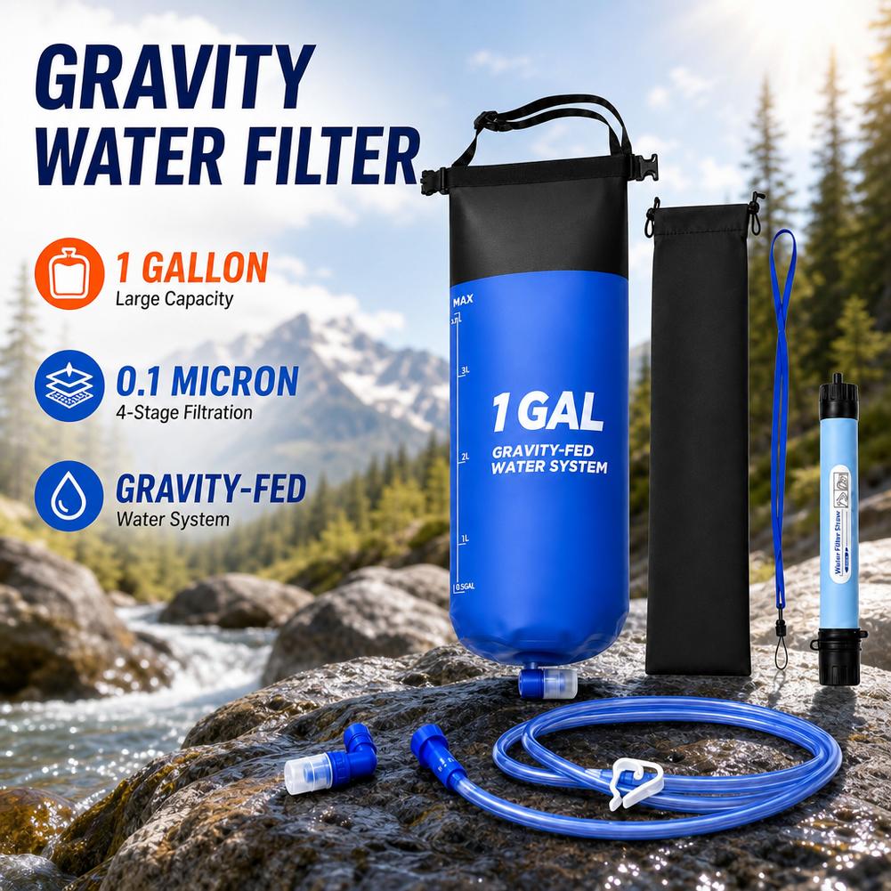 1 Gal Gravity Water Filter Bag - Water Purification Straw recension och pris